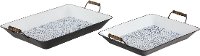 24 Inch Navy Tile Design Tray with Handles