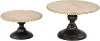 11 Inch Black and Natural Metal and Wood Tray Stand
