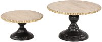 11 Inch Black and Natural Metal and Wood Tray Stand
