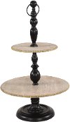 Clearance 27 Inch Black and Natural Wood and Metal Tiered Tray