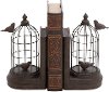 Metal Birdcage Bookend Pair With Birds