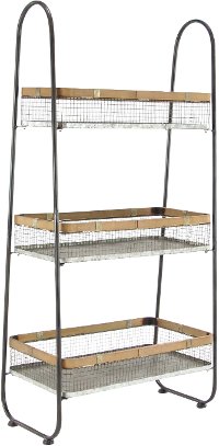 Metal and Wood Stand With Baskets