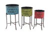 22 Inch Red Metal Planter With Stand