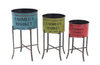 22 Inch Red Metal Planter With Stand