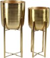 22 Inch Gold Metal Floor Planter on Stand