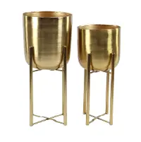 22 Inch Gold Metal Floor Planter on Stand