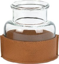 Magnolia Home Furniture 5 Inch Glass Jar with Leather Cup