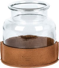 Magnolia Home Furniture 6 Inch Glass Jar with Leather Cup