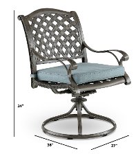 Gray Metal Swivel Rocking Patio Chair - Macan-3