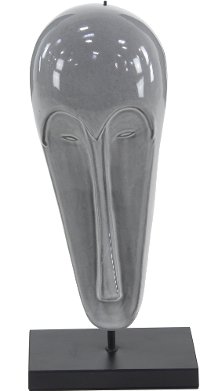 19 Inch Ceramic Mask Sculpture On Stand
