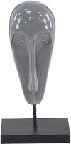 17 Inch Ceramic Mask Sculpture On Stand