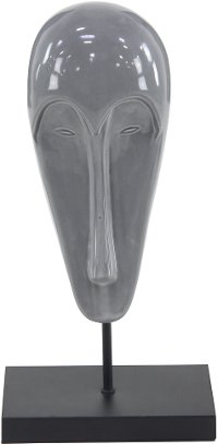 17 Inch Ceramic Mask Sculpture On Stand