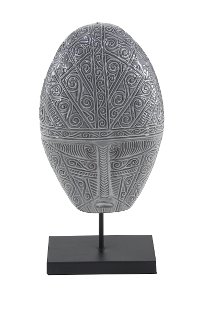 19 Inch Ceramic Mask Sculpture On Stand