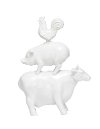 White Stacked Farm Animal Sculpture
