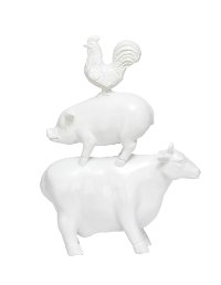 White Stacked Farm Animal Sculpture