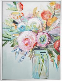 Multi Color Floral Canvas Wall Art In Wood Frame