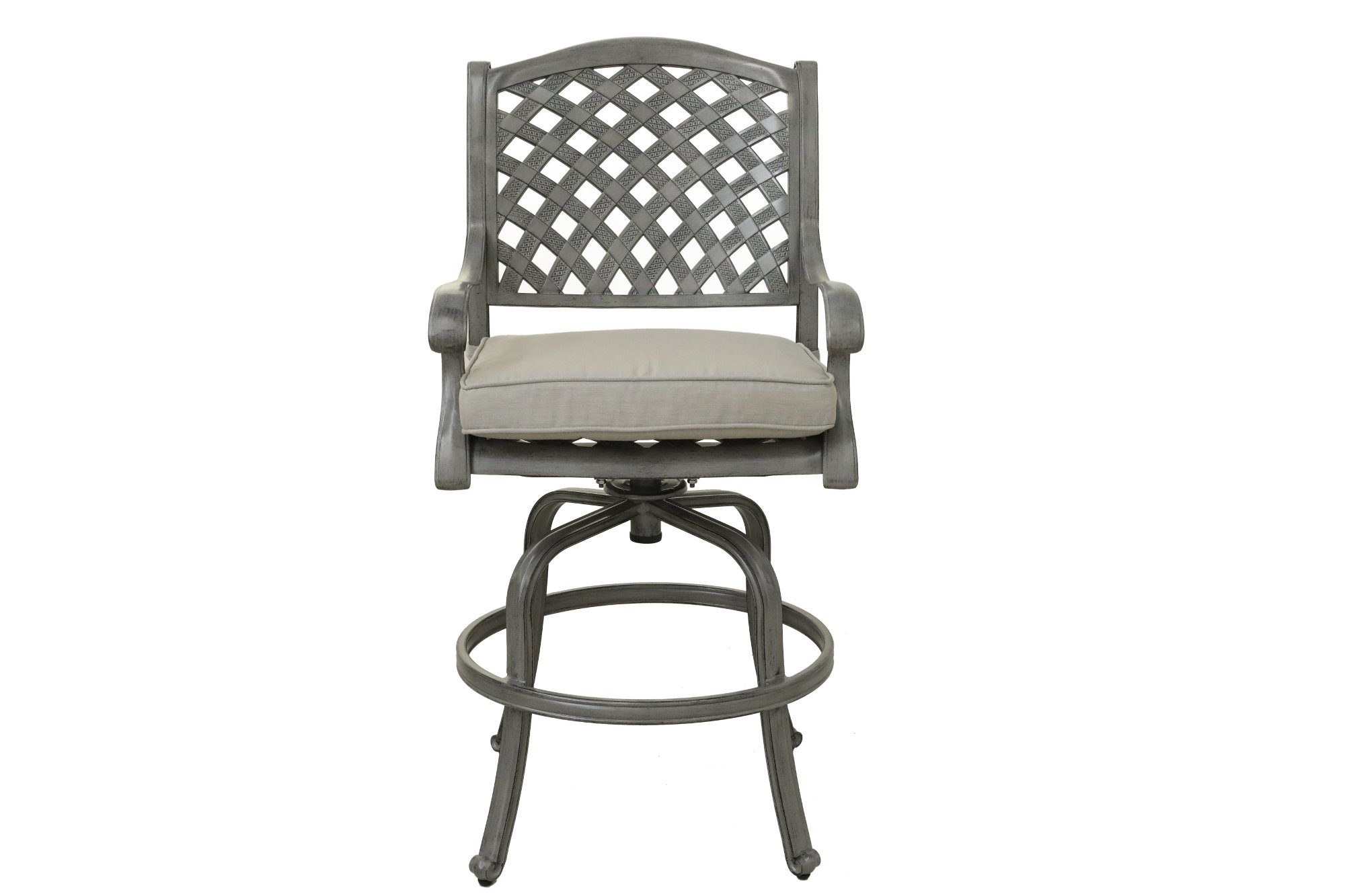 Macan Gray Metal Swivel Patio Counter Height Stool-2