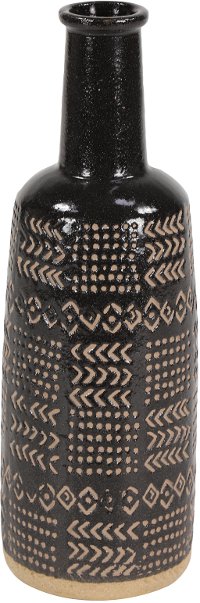 15 Inch Black and White Porcelain Vase