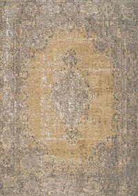 8 x 11 Large Distressed Yellow and Gray Area Rug - Cathedral