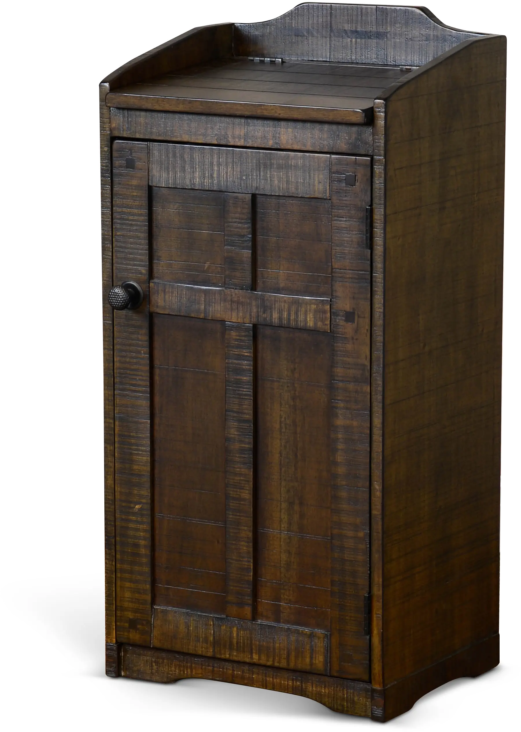 Brown Tobacco Leaf Wooden Trash Bin - Drew-1
