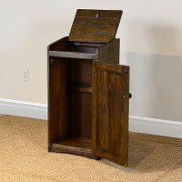 Brown Tobacco Leaf Wooden Trash Bin - Drew-2