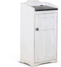 White Wooden Trash Bin with Dark Lid - Drew