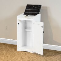 White Wooden Trash Bin with Dark Lid - Drew-2