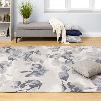 5 x 8 Medium Botanical Cream and Blue Rug - Intrigue -2