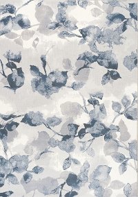 8 x 11 Large Botanical Cream and Blue Rug - Intrigue