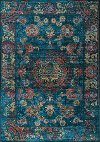 7 x 10 Large Vintage Teal Blue and Red Area Rug - Antika