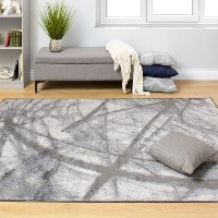 6 x 8 Medium Pastel Scribbles Black and Gray Area Rug - Antika-2