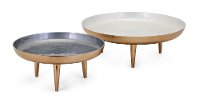 15 Inch Ivory and Gold Tone Decorative Tray on Legs