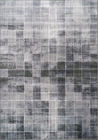 7 x 10 Large Distressed Squares Gray and Black Area Rug - Antika