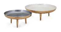 12 Inch Gray and Gold Tone Decorative Tray on Legs