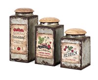7 Inch Iron Berry Patch Canister with Wood Lid