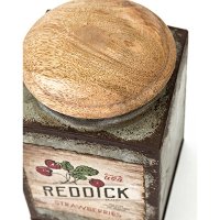 7 Inch Iron Berry Patch Canister with Wood Lid-2