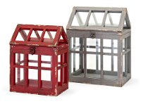 14 Inch Distressed Gray Wood and Glass Terrarium