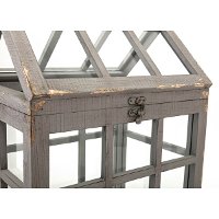 14 Inch Distressed Gray Wood and Glass Terrarium-4