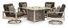White Birch Swivel Chair Fire Pit Chat Set - Frisco