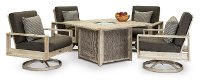 White Birch Swivel Chair Fire Pit Chat Set - Frisco-2