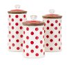 10 Inch White Lidded Canister with Red Polka Dots - Berry Patch-1