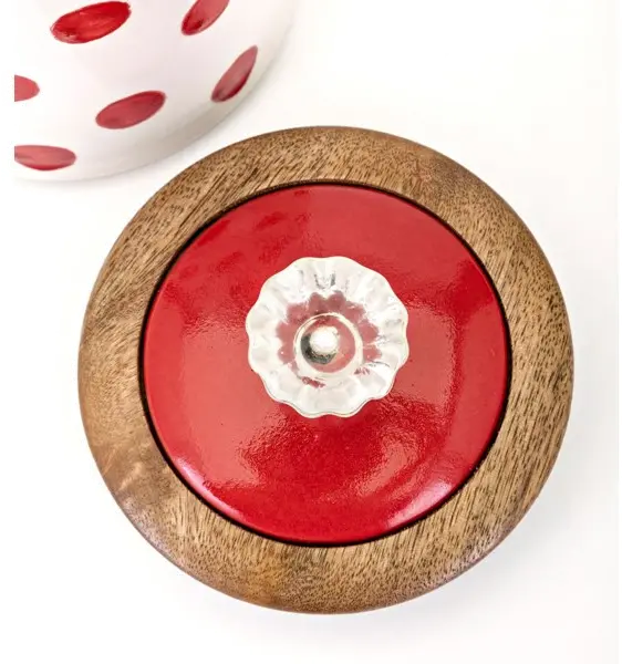 10 Inch White Lidded Canister with Red Polka Dots - Berry Patch-4