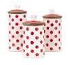 9 Inch White Lidded Canister with Red Polka Dots - Berry Patch