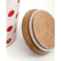 9 Inch White Lidded Canister with Red Polka Dots - Berry Patch-3