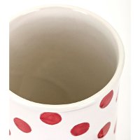 8 Inch White Lidded Canister with Red Polka Dots - Berry Patch-2