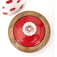 8 Inch White Lidded Canister with Red Polka Dots - Berry Patch-4