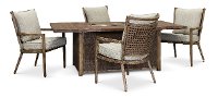 Light Brown Patio Fire Pit Dining Set - Trevi