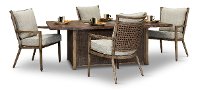 Light Brown Patio Fire Pit Dining Set - Trevi-2