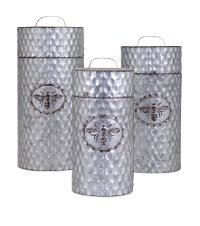 12 Inch Embossed Galvanized Metal Honeybee Container