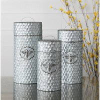 12 Inch Embossed Galvanized Metal Honeybee Container-2